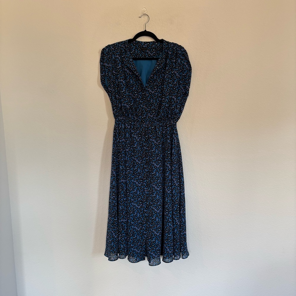 Ann Taylor Blue Morning Glory Button Down Midi Shirtdress - Picture 3 of 10